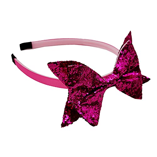 Kleinkind Paillette Bow Stirnbänder für Mädchen Haarband mit Schleife Kinder Haarbänder Kopfbedeckung Haarband Rot Schleife (Hot Pink, One Size) von DAIFINEY