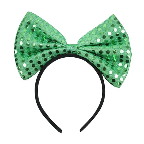 Kopfband Herren Japan Modisches und bequemes Damen-Stirnband mit großer Schleife und Pailletten (Green, One Size) von DAIFINEY