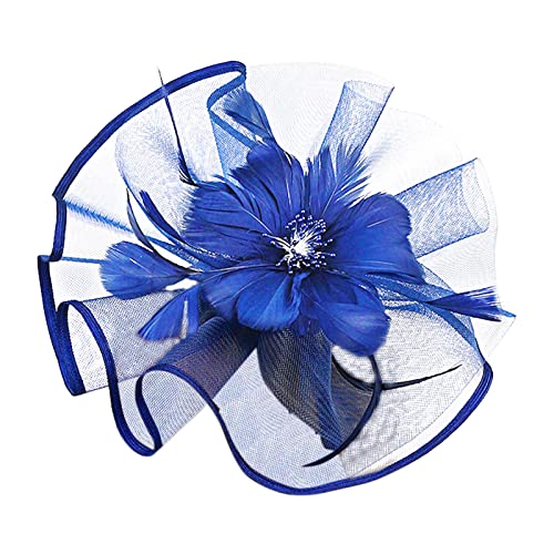 Schweißbänder Herren Frauen Hut Kopfbedeckung Kirche Feder Clip Fascinator Hut Hochzeit Party Kappe für (Dark Blue, One Size) von DAIFINEY