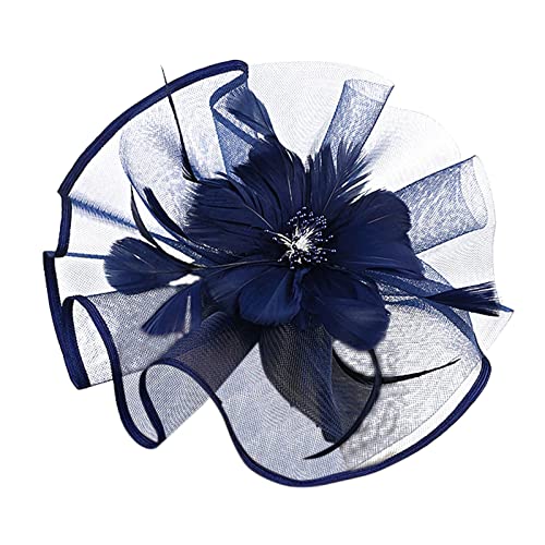 Schweißbänder Herren Frauen Hut Kopfbedeckung Kirche Feder Clip Fascinator Hut Hochzeit Party Kappe für (Navy, One Size) von DAIFINEY