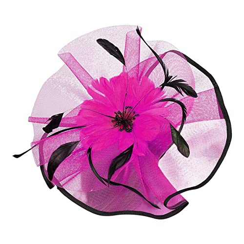 Schweißbänder Herren Frauen Hut Kopfbedeckung Kirche Feder Clip Fascinator Hut Hochzeit Party Kappe für (Watermelon Red, One Size) von DAIFINEY