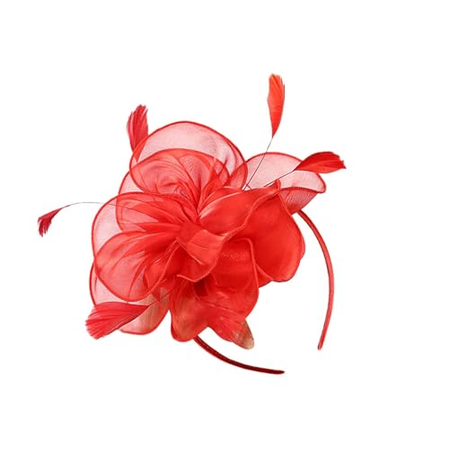 Sportstirnbänder Herren Fascinators Hut für Frauen Tea Party Stirnband Hochzeit Cocktail Haarspange (Red, One Size) von DAIFINEY