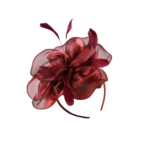 Sportstirnbänder Herren Fascinators Hut für Frauen Tea Party Stirnband Hochzeit Cocktail Haarspange (Wine, One Size) von DAIFINEY