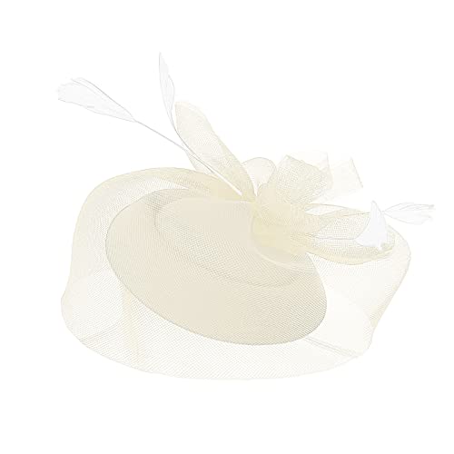 Squash Schläger Band Fascinators für Frauen, Tea-Party-Stirnband, Hut, Netzfedern, Haarspange für Hochzeit, Cocktail und Kirche (Beige, One Size) von DAIFINEY