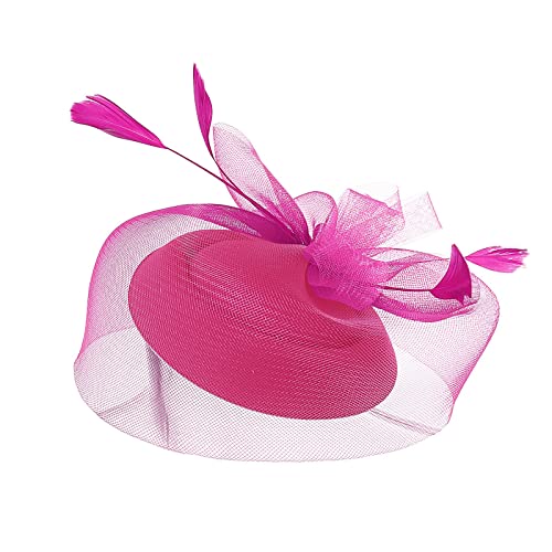 Squash Schläger Band Fascinators für Frauen, Tea-Party-Stirnband, Hut, Netzfedern, Haarspange für Hochzeit, Cocktail und Kirche (Hot Pink, One Size) von DAIFINEY