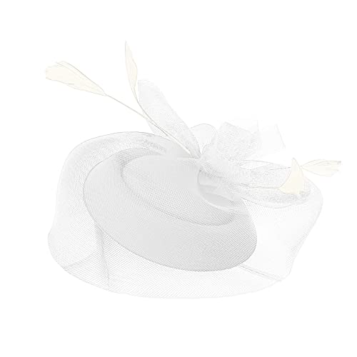 Squash Schläger Band Fascinators für Frauen, Tea-Party-Stirnband, Hut, Netzfedern, Haarspange für Hochzeit, Cocktail und Kirche (White, One Size) von DAIFINEY