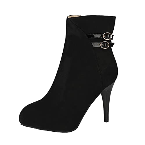 Stiefeletten Bequeme Spitze Zehe High Heels seitlicher Reißverschluss Booties Sexy Damen 43 von DAIFINEY