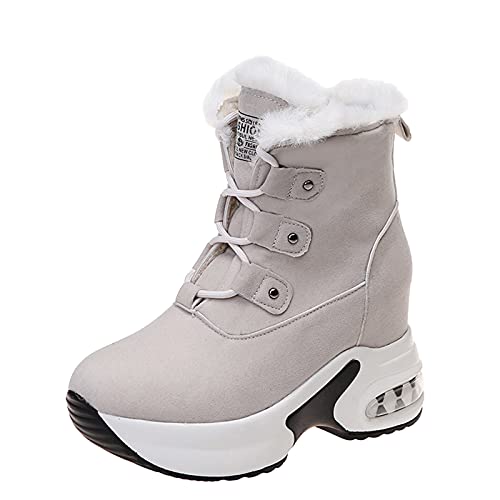 Winter mit Schnalle Ankle Plateau Winterstiefel Heels Stiefel Booties für Frauen Keil Reißverschluss hohe Stiefel Damenstiefel Gefütterte Herren von DAIFINEY