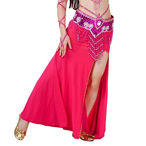 Bauchtanz Rock Frauen Tanzkostüm Kostüm Schlitz Maxi-Röcke Tanzrock Rose 2 Eine Größe von DAIHAN