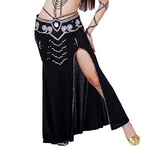 Bauchtanz Rock Frauen Tanzkostüm Kostüm Schlitz Maxi-Röcke Tanzrock Schwarz Eine Größe von DAIHAN