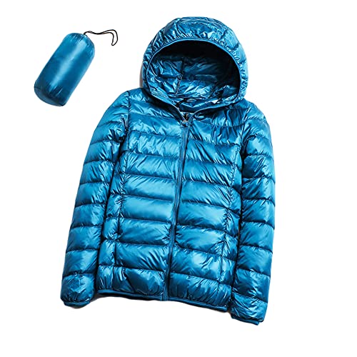 DAIHAN Damen Daunenjacke Übergangsjacke Steppjacke Winter Jacke Parka Mantel Winterjacke Warm Gefüttert Leichter Daunenmantel Packbar Steppmäntel,Blau1,3XL von DAIHAN