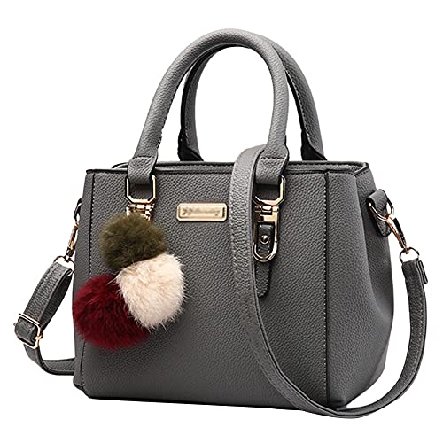 DAIHAN Damen Handtasche PU Leder Tasche Shopper Frauen Handtaschen Schultertaschen Geldbörsen Umhängetasche Für Büro Schule Einkauf,Grau,23 * 14 * 20cm von DAIHAN