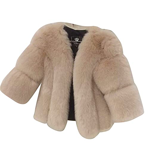Damen Mantel Winter Elegant Pelzmantel Warm Kunstfell Jacke Kurz Kunstpelz Mantel Große Größen Winterjacke Coat Casual Plüsch Mantel Cardigan,Aprikose,S von DAIHAN