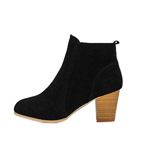 DAIHAN Damen Stiefeletten Ankle Boots Mit Blockabsatz Reißverschluss Kurzschaft Stiefel Schwarz 40 EU von DAIHAN
