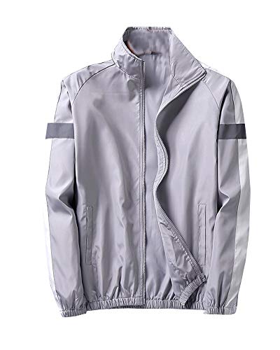 DAIHAN Große Größen Herren Trainingsanzug Set Sport aus Kontrasts chnur Sportbekleidung Sportjacke & Jogginghose mit Reflektoren sind atmungsaktiv, schnell trocknend Grau 3XL von DAIHAN
