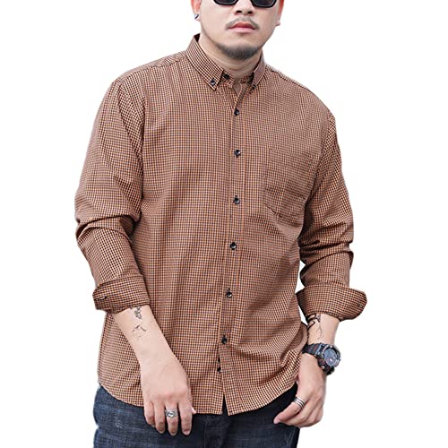 DAIHAN Hemd für Herren Freizeithemd Langarm Kariert Modern Fit Formelle Businesshemden Klassisch Hemden Oberhemd - Business Freizeit Hochzeit,Gelb,6XL von DAIHAN