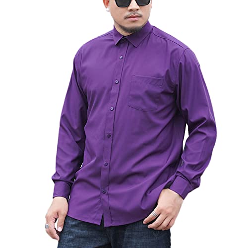 DAIHAN Herren Hemden Große Größe Formelle Freizeithemd Businesshemden Langarm mit Button-Down Hemdbluse für Alltag Mode Tops Oberteile,B-Lila,7XL von DAIHAN