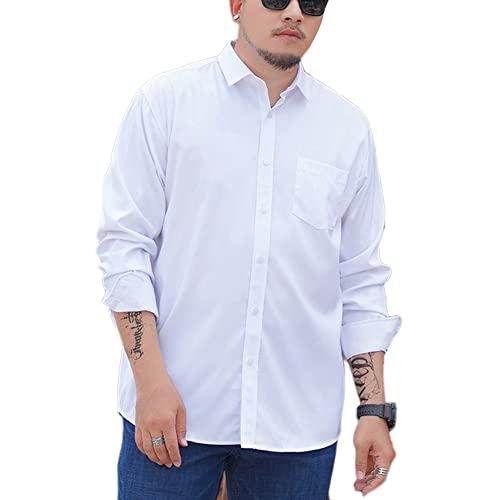 DAIHAN Herren Hemden Große Größe Formelle Freizeithemd Businesshemden Langarm mit Button-Down Hemdbluse für Alltag Mode Tops Oberteile,Weiß,7XL von DAIHAN