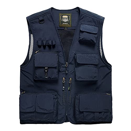 DAIHAN Herren Outdoor Ärmellos Weste Anglerweste Multifunktions Weste für Angler Wander Jagd Militär Jagd- Und Angler Camping Wandern Weste Freizeit Jacke,Marine,6XL von DAIHAN