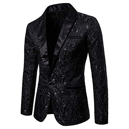 DAIHAN Herren Paisley Jacquard Blumen Hochzeits-Blazer Sakko Glitzer Blazer Slim Fit Hochzeit Smoking Schwarz L DAIHAN Herren Paisley Jacquard Blumen Hochzeits-Blazer Sakko Glitzer Blazer Slim Fit Hochzeit Smoking Schwarz L von DAIHAN
