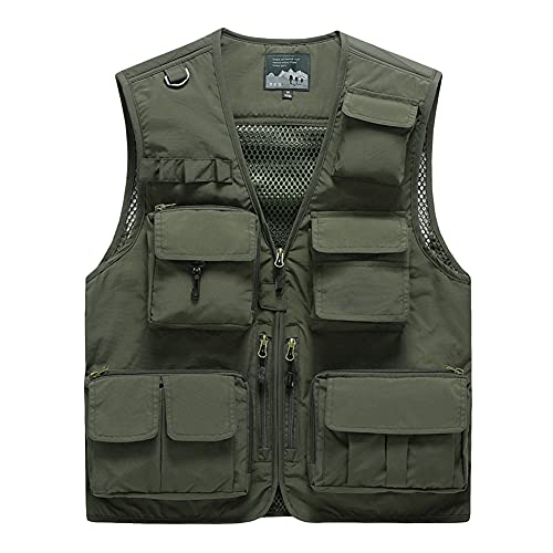 DAIHAN Herren Weste Jacke Sommer Outdoor Ärmellos Jacke Multi Taschen Funktionsweste Leicht Mesh Atmungsaktiv Anglerweste Jagd Wandern Weste Freizeit Jacke,Armeegrün,S DAIHAN Herren Weste Jacke Sommer Outdoor Ärmellos Jacke Multi Taschen Funktionsweste Leicht Mesh Atmungsaktiv Anglerweste Jagd Wandern Weste Freizeit Jacke,Armeegrün,S von DAIHAN