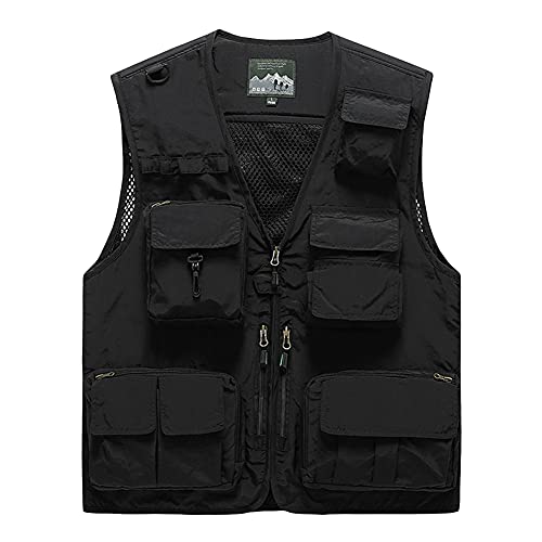 DAIHAN Herren Weste Jacke Sommer Outdoor Ärmellos Jacke Multi Taschen Funktionsweste Leicht Mesh Atmungsaktiv Anglerweste Jagd Wandern Weste Freizeit Jacke,Schwarz,6XL DAIHAN Herren Weste Jacke Sommer Outdoor Ärmellos Jacke Multi Taschen Funktionsweste Leicht Mesh Atmungsaktiv Anglerweste Jagd Wandern Weste Freizeit Jacke,Schwarz,6XL von DAIHAN
