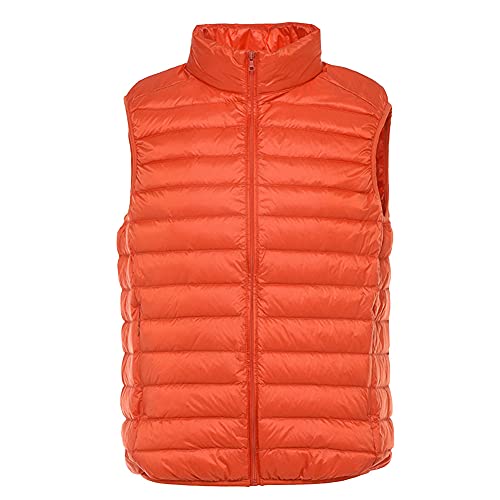 DAIHAN Herren Weste Outdoor Steppweste Daunenweste Ärmellos Jacke Übergangs Sportweste Übergangsjacke Bodywarmer Outdoor Warm Gefüttert Stehkragen Leicht Daunenweste,Orange,3XL von DAIHAN