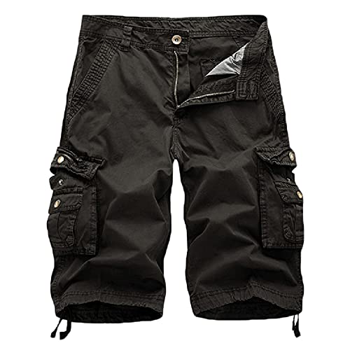 DAIHAN Kurze Hosen Herren Cargo Hose Shorts Sommer Bermuda Sommerhose Sporthose Sportshorts Jogginghose Sweatshorts Jogger Cargo Shorts,Grau,38W von DAIHAN