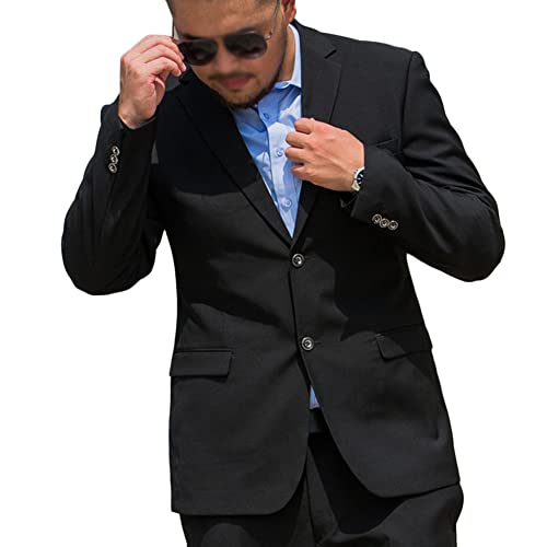 DAIHAN Sakko Herren Slim Fit Große Größen Anzugjacke Blazer Männer Mantel für Business Hochzeit Freizeit,Blau,6XL von DAIHAN
