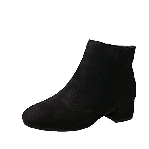 DAIHAN Stiefeletten Damen Mit Kleiner Absatz Reissverschluss Stiefel Bequem Ankle Boots Schwarz 40 EU von DAIHAN