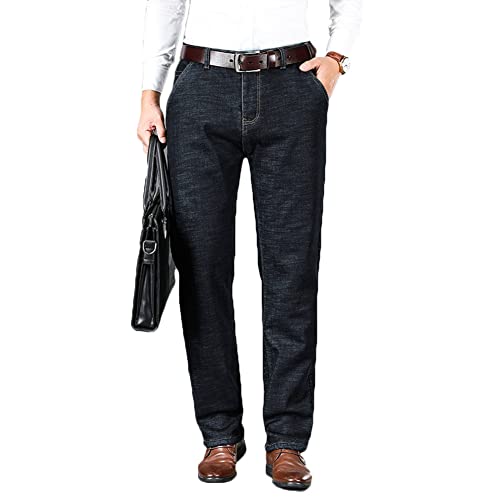 DAIHAN Thermojeans Herren Thermohose Schneehose gefütterte Winterhose Winterjeans mit Fleece gefüttert Jeanshose Stretch Jeanshose Freizeithose,Blau3,30 von DAIHAN