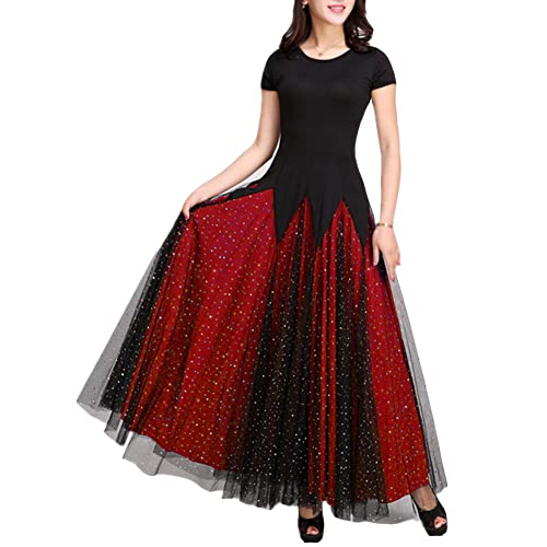Damen Latein Tanzkostüme Lyrisches Tango-Kleid Lange/Kurze Ärmel Ballett-Tanzkleid Rockabilly Ballsaal Praxis Walzer Mesh-Paillettennähte Big-Swing-Kleid RotS M Damen Latein Tanzkostüme Lyrisches Tango-Kleid Lange/Kurze Ärmel Ballett-Tanzkleid Rockabilly Ballsaal Praxis Walzer Mesh-Paillettennähte Big-Swing-Kleid RotS M von DAIHAN