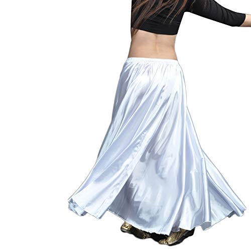 Damen Maxirock Lange Rock Tanzrock Swing Tänzerin Bauchtanz Tanzkostüm Röcke Weiß Eine Größe von DAIHAN