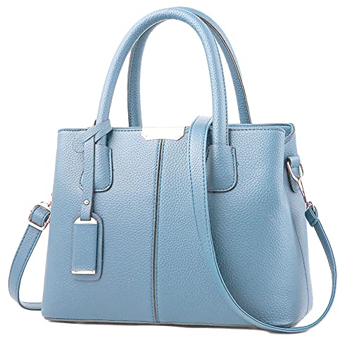 Handtasche Damen, Kunstleder Henkeltasche Elegant Schultertaschen Arbeit Ledertasche Kunstleder Tasche Umhängetasche Shopper Tote Henkeltasche,Blau,30 * 13 * 21cm von DAIHAN