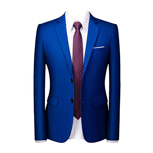 Herren Einfarbig Anzugjacke Klassisch EIN Knopf Solide Smoking Blazer-Mäntel Schmale Passform Schal Revers Jacken Dinner Singers Blazer Mantel Tops Baoblau 4XL von DAIHAN