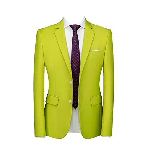 Herren Einfarbig Anzugjacke Klassisch EIN Knopf Solide Smoking Blazer-Mäntel Schmale Passform Schal Revers Jacken Dinner Singers Blazer Mantel Tops CGrün XL von DAIHAN
