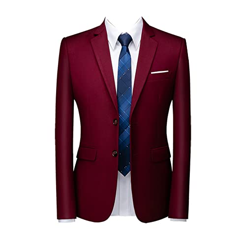 Herren Einfarbig Anzugjacke Klassisch EIN Knopf Solide Smoking Blazer-Mäntel Schmale Passform Schal Revers Jacken Dinner Singers Blazer Mantel Tops Jiurot XL Herren Einfarbig Anzugjacke Klassisch EIN Knopf Solide Smoking Blazer-Mäntel Schmale Passform Schal Revers Jacken Dinner Singers Blazer Mantel Tops Jiurot XL von DAIHAN