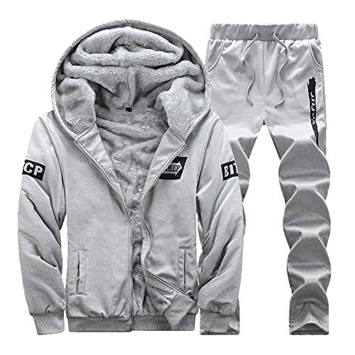 Herren Trainingsanzug | Jogginganzug | Sportanzug | Jogging Anzug | Winter Warm Casual Hoodie-Sporthose | Kapuzenjacke+Hosen | Freizeitanzug Grau XXL von DAIHAN