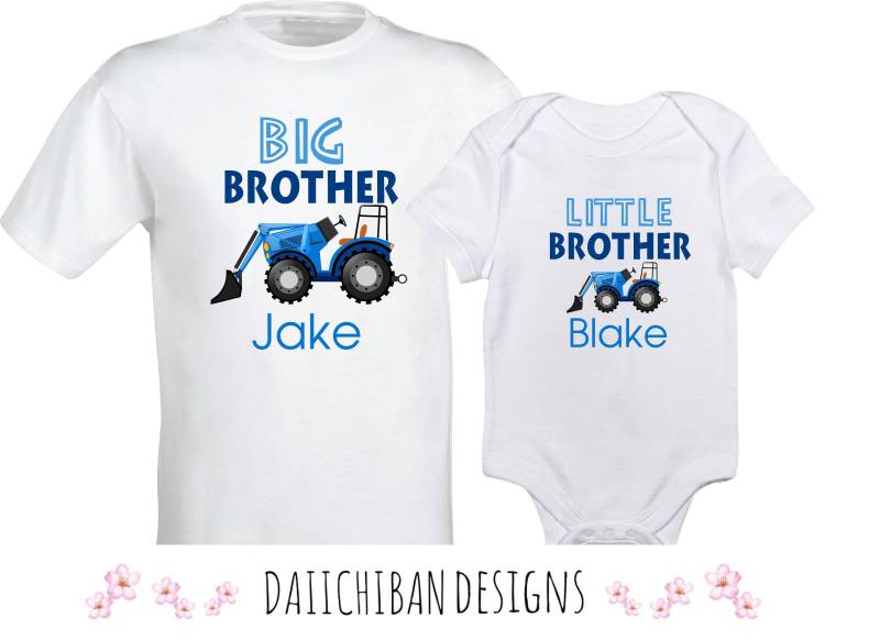 Passendes Big Brother Little Traktor Shirts Set von DAIICHIBANdesigns