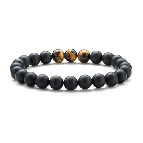 DAIJES 8mm Steinperlen elastisches Armband Tigerauge Vulkanstein Yoga Perlen Set Herren Handschmuck-KT0078-19cm-19cm DAIJES 8mm Steinperlen elastisches Armband Tigerauge Vulkanstein Yoga Perlen Set Herren Handschmuck-KT0078-19cm-19cm von DAIJES