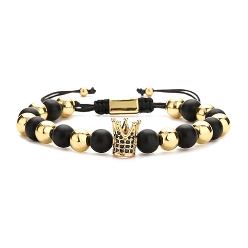 DAIJES Copper Micro-insert Braid Bracelet Men Braid Adjustabl Bracelet,Copper Beads + Matte + Crown DAIJES Copper Micro-insert Braid Bracelet Men Braid Adjustabl Bracelet,Copper Beads + Matte + Crown von DAIJES