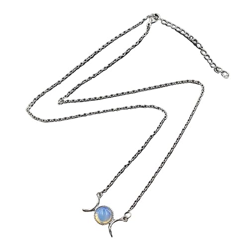 DAIJES Halbmond-Halskette mit Kristallperlenanhänger, synthetischer Opal DAIJES Halbmond-Halskette mit Kristallperlenanhänger, synthetischer Opal von DAIJES