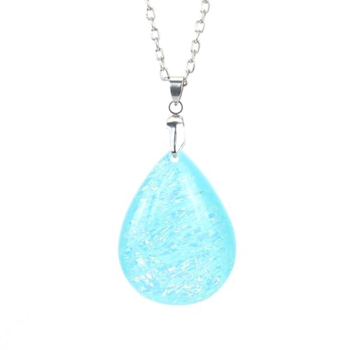 DAIJES Halskette mit Anhänger aus gewelltem Muschelblattharz mit Wassertropfen, Wellen – Seeblau, B-Stil DAIJES Halskette mit Anhänger aus gewelltem Muschelblattharz mit Wassertropfen, Wellen – Seeblau, B-Stil von DAIJES