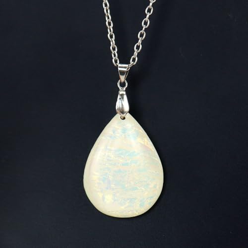 DAIJES Halskette mit Anhänger aus gewelltem Muschelblattharz mit Wassertropfen, gewellt – Stil B, Weiß DAIJES Halskette mit Anhänger aus gewelltem Muschelblattharz mit Wassertropfen, gewellt – Stil B, Weiß von DAIJES