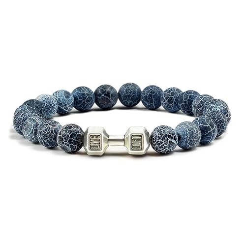 DAIJES Herren Mattschwarz Lava Weiß Perlen Charm Hantel Armbänder -Verwitterung S DAIJES Herren Mattschwarz Lava Weiß Perlen Charm Hantel Armbänder -Verwitterung S von DAIJES