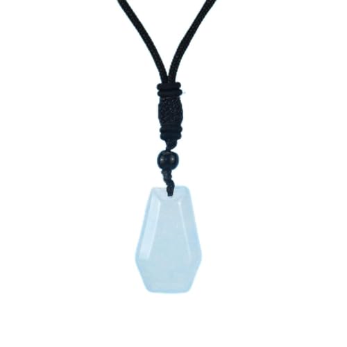 DAIJES Natürliche Amethyst Kristall Achat Hexaeder Anhänger Halskette Rohstein Halskette, Weißer Kristall von DAIJES
