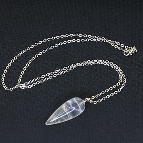 DAIJES Natürlicher Kristall Wassertropfen Form Spiritueller Anhänger, Spiritueller Stein Kleiner Pfeffer Schlichte Anhänger Halskette, Weißer Kristall von DAIJES