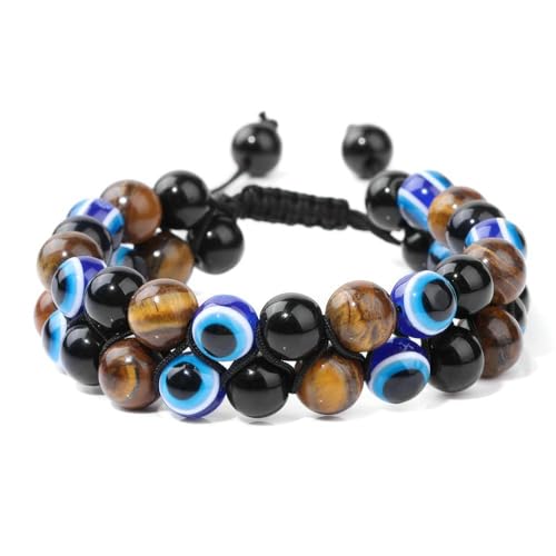 DAIJES Naturstein Tigerauge Perlen Doppelschicht geflochtenes Armband Herren Teufelsauge Perlen Business Herrenarmband retro-FA0147 DAIJES Naturstein Tigerauge Perlen Doppelschicht geflochtenes Armband Herren Teufelsauge Perlen Business Herrenarmband retro-FA0147 von DAIJES