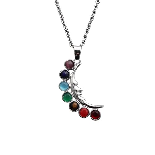 DAIJES Schmuck Amethyst Sieben-farbe Edelstein Hängen Kupfer Intarsien Kristall Edelstein Anhänger Halskette, NSN0133 Mond Anhänger + O-Kapitel DAIJES Schmuck Amethyst Sieben-farbe Edelstein Hängen Kupfer Intarsien Kristall Edelstein Anhänger Halskette, NSN0133 Mond Anhänger + O-Kapitel von DAIJES
