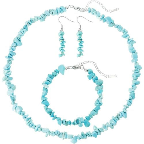 DAIJES Steinkiesperlen Halskette Armband Ohrringe Set Handschmuck Männer und Frauen Rock-Stil unregelmäßiger Stein handgefertigt-KL0015 DAIJES Steinkiesperlen Halskette Armband Ohrringe Set Handschmuck Männer und Frauen Rock-Stil unregelmäßiger Stein handgefertigt-KL0015 von DAIJES